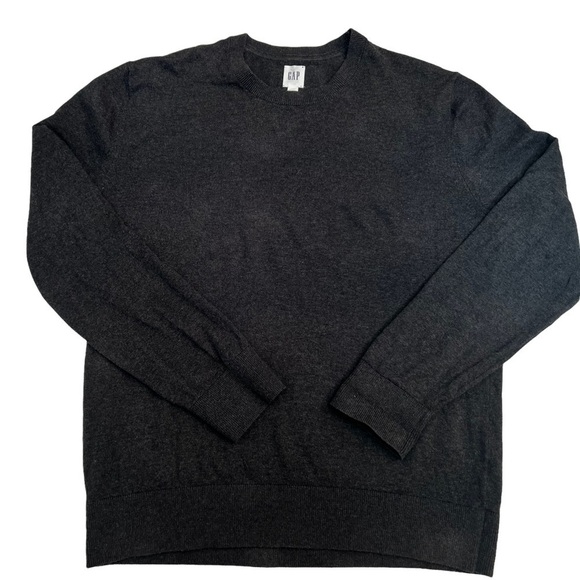 𝅺GAP Men's 100% Cotton Charcoal Crew Neck Sweater Size L - Picture 6 of 10
